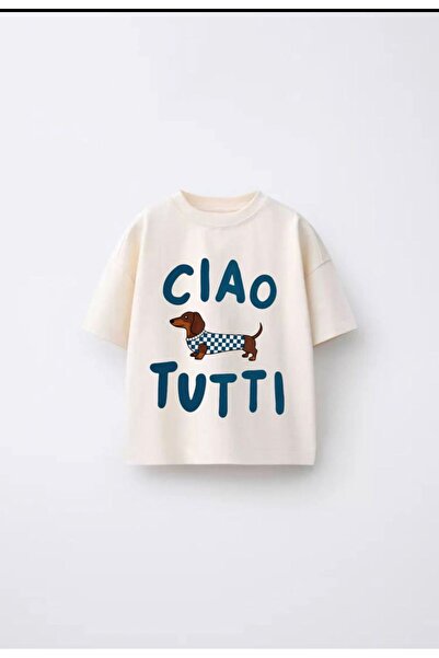 MODA Tricou din bumbac pentru băieți cu model Ciao Tutti Dog