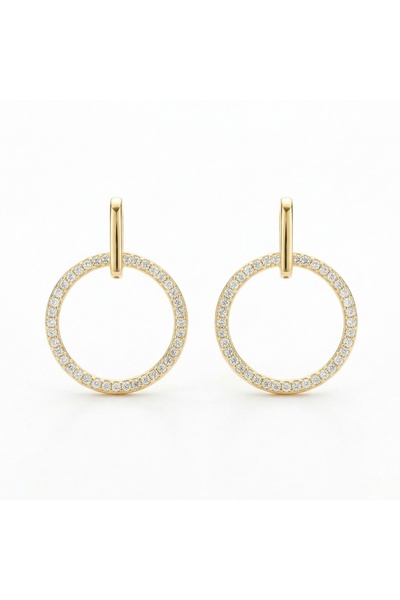 Raizel Cercei din argint placat cu aur cu pietre de zirconiu, Shiny Hoops