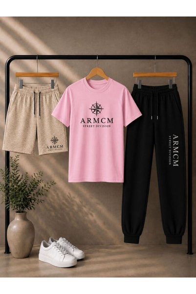 armicem Set pantaloni scurți și pantaloni de trening unisex cu imprimeu ARMCM...