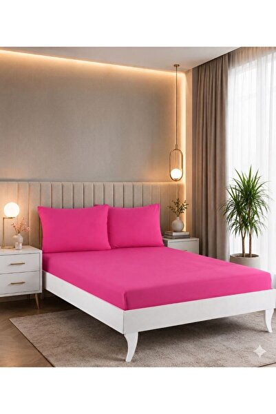 VİLERA HOME 100% Cotton Akfi̇l Fabric Elastic Double & King Size Bed Sheet Set