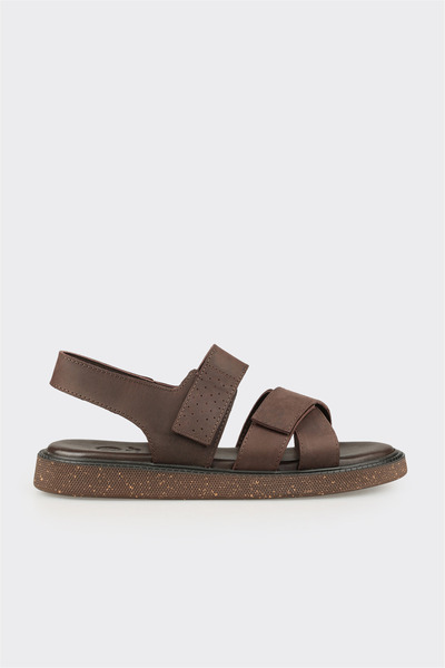 Elle Shoes Kahve Deri Erkek Sandalet