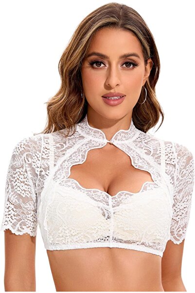Other Adisno Women's Lace Traditional Dirndl Blouse, White