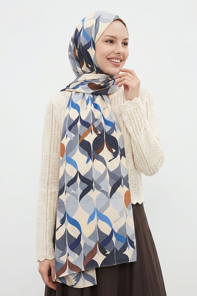 InStyle Spiral Pattern Cream Soft Cotton Shawl