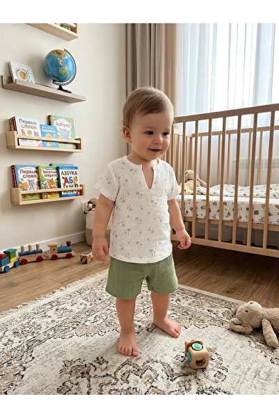 Generic Brand 1/4 Year Old Muslin Fabric Baby Set