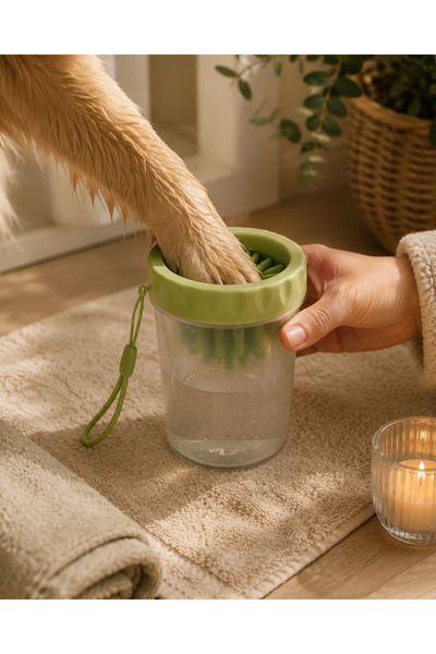 Epilons Dog Paw Cleaning Bowl with Silicone Brush for Medium and Large Breeds