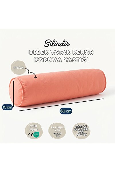 JOYFUL KIDS Cylinder Baby Bed Edge Protection |   Coral |   100% Cotton |   A...