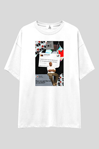 UmbraWear Kanye West smešna majica | Unisex 100% pamuk crno-bela majica sa pr...