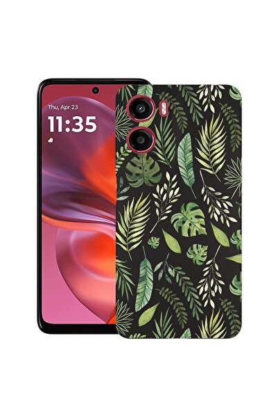 bestcase ¬Æ Husa pentru Motorola Moto G05, Green leafs, Slim Silicon 0.8MM, A...