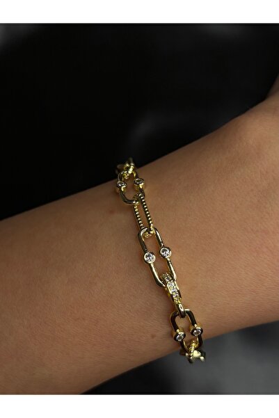 DuCa Handmade Gold Renkli Vip Taşlı Halka Bileklik