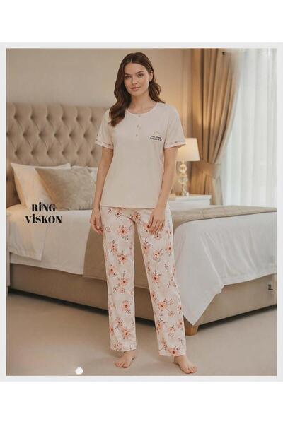 Mihra Women's Ring Viscose Buttoned Collar Short Sleeve Lycra Pajama Set 4011...