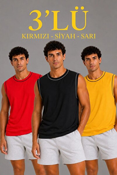 velmorafashion طقم رياضي رجالي مكون من 3 قطع بدون أكمام برقبة دائرية - أسود، ...