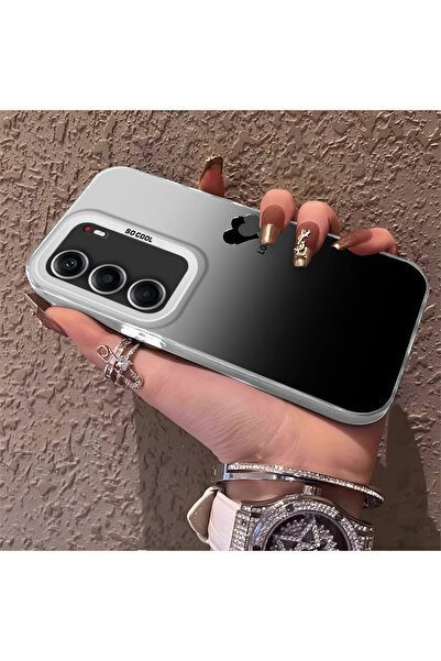 SLIMFELT Tecno Camon 40 Uyumlu Siyah Gümüş Geçişli Kalp Kılıf, Sevimli Cool Tarz