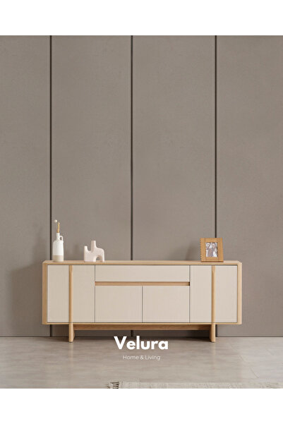 Velura Home & Living Eylül Konsol - Naturel Meşe ve Krem (Ayna Hariç)