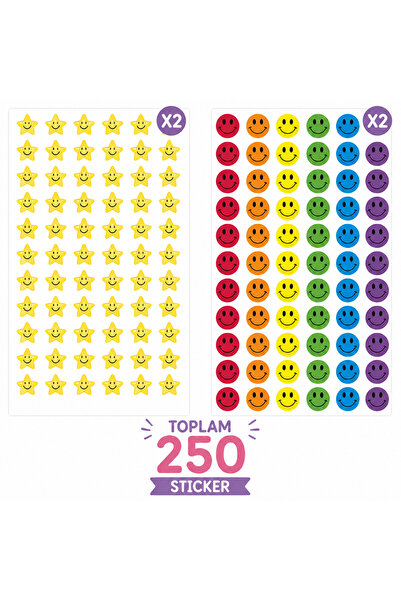 BieneGift 250 Adet Güler Yüz ve Yıldız Etiket Seti Sticker Seti ,Ödül Sistemi...