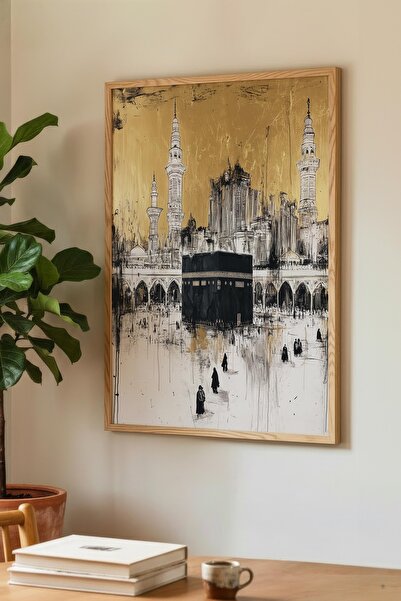 Zevahir Mobilya Dekorasyon Tablou abstract cu textură aurie a Moscheei Kaaba ...