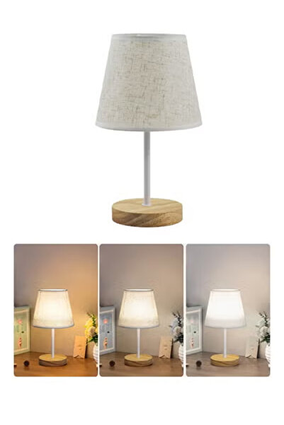 DUNISO LED Three-Color Bedroom Table Lamp USB Bedside Wooden Lamp Night Light...