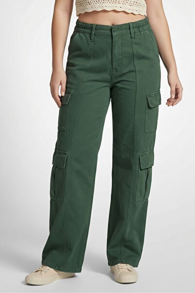 Don't Call Me Jennyfer Women Regular Fit Solid Cargo Pants, Sage Green