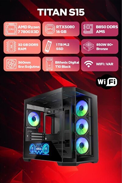 Game Garaj Titan S15 AMD R7 7800X3D 32GB RAM 1TB SSD RTX5080 360mm Sıvı Soğt ...