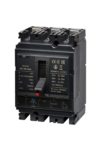 Eti circuit breaker in car nbs-tms 100/3l 63A 3P 004673005