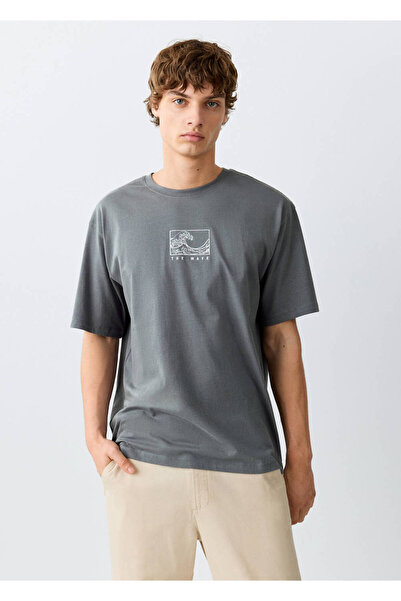 Mango Teen Pamuklu baskı detaylı t-shirt