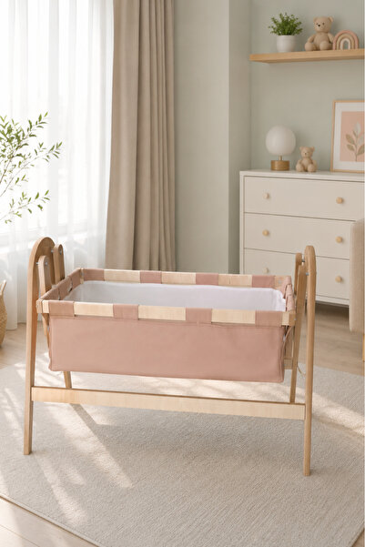 weltwood BABYSWING Sallanır Anne Yanı Beşik | 0-1 Yaş | Safir Meşe MDF