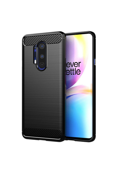 Techsuit Husa pentru OnePlus 8 Pro, Carbon Silicone, protectie antisoc, negru