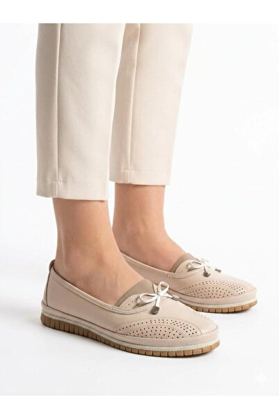 Lütfi Women's Cream Orthopedic Soft Sole Stylish Comfortable Daily Shoes