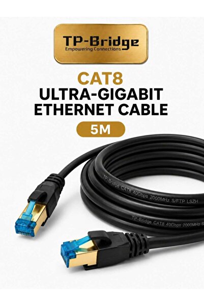 TP-BRIDGE CAT8 Ethernet Cable – 24AWG OFC Copper S/FTP LSZH 2000MHz Ultra Gig...