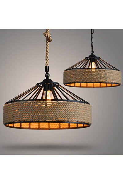 GGEROU 1PC Metal & Rope Lamp Shades Ceiling,Pendant Light Chandelier E27 Adju...