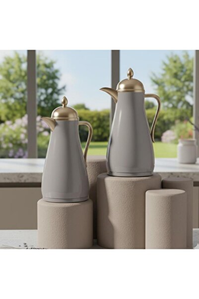 GHAZAL Set of 2 Modern Design Thermal Insulated Gazelle Thermos - Gold