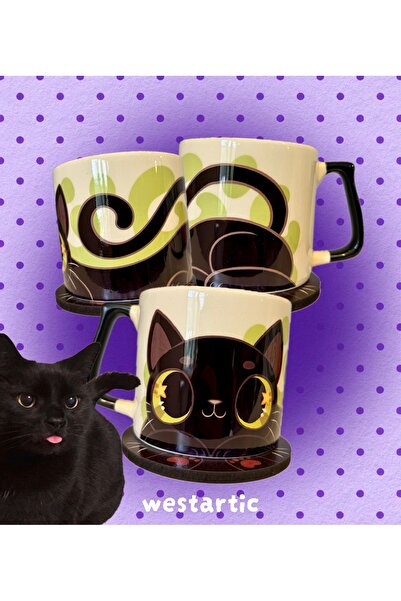 westartic westcats Siyah Bombay Kedisi Kara Kedi Tasarım Kupa Fincan Bardak