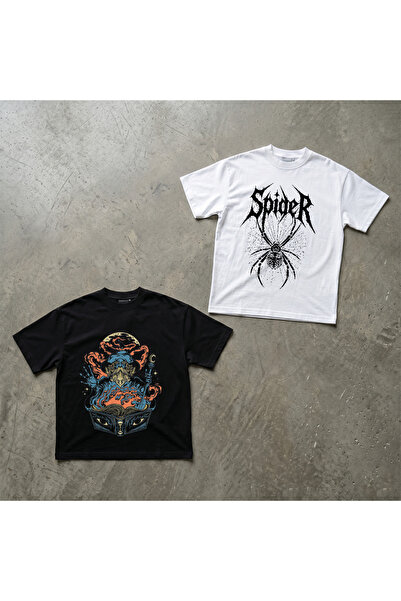 Grafftee Clothing Set de 2 tricouri unisex din bumbac premium cu imprimeu got...