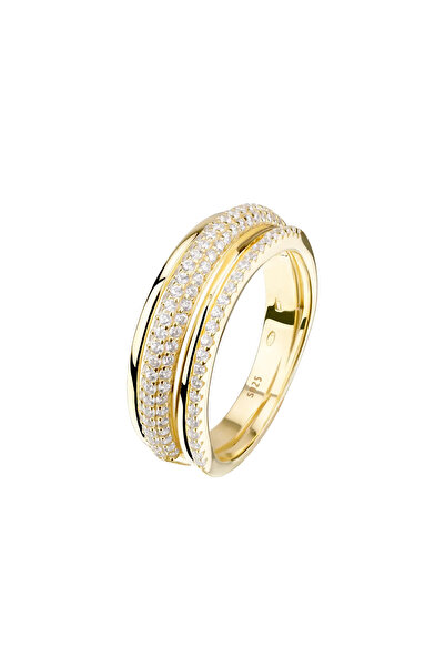 Lisa&Co. Inel Argint Looped 54 mm / Argint placat cu aur galben / Zircon alb