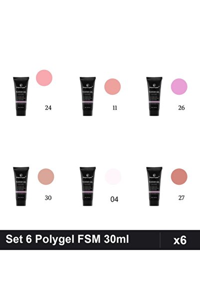 FSM Set 6 Polygel 30ml - Nr.04, Nr.11, Nr.24, Nr.26, Nr.27, Nr.30