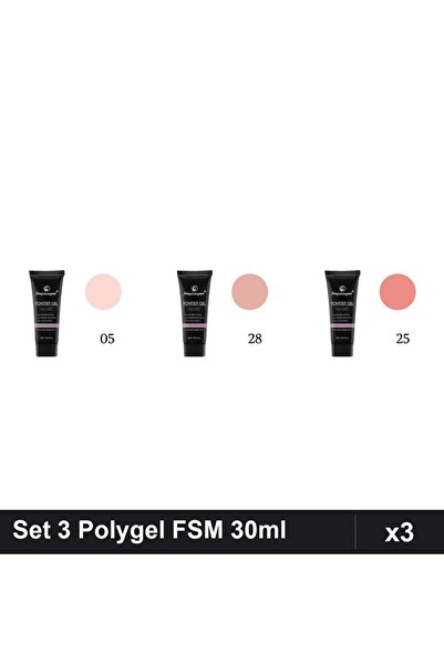 FSM Set 3 Polygel 30ml - Nr.05, Nr.28, Nr.25 - Construcție Unghii UV