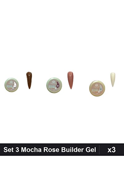 global fashion Set 3 Mocha Rose Builder Gel 15g - Nr.01, Nr.07, Nr.08