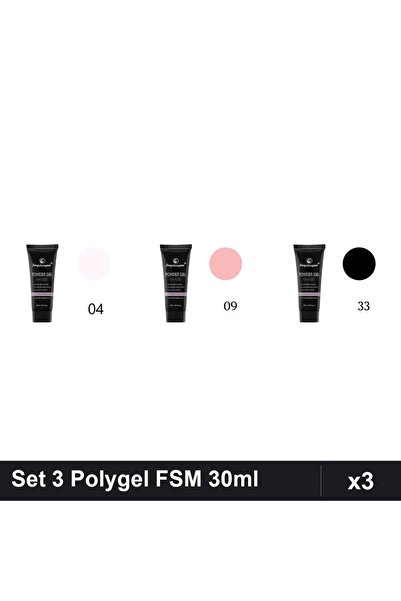 FSM Set 3 Polygel 30ml - Nr.04, Nr.09, Nr.33 - Constructie Unghii