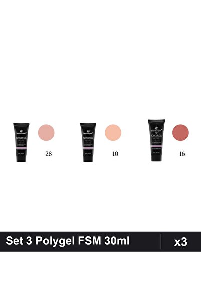 FSM Set 3 Polygel 30ml - Nr.28, Nr.10, Nr.16 - Constructie Unghii