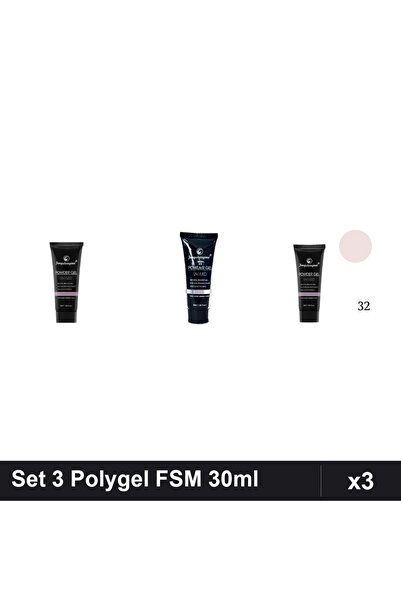 FSM Set 3 Polygel 30ml - Nr.01 CLEAR, Nr.23, Nr.32 - Constructor Unghii