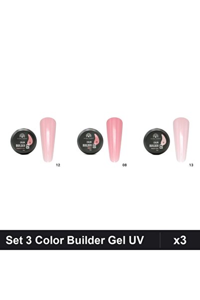 global fashion Set 3 Color Builder Gel UV 15g - Nr.12, Nr.08, Nr.13