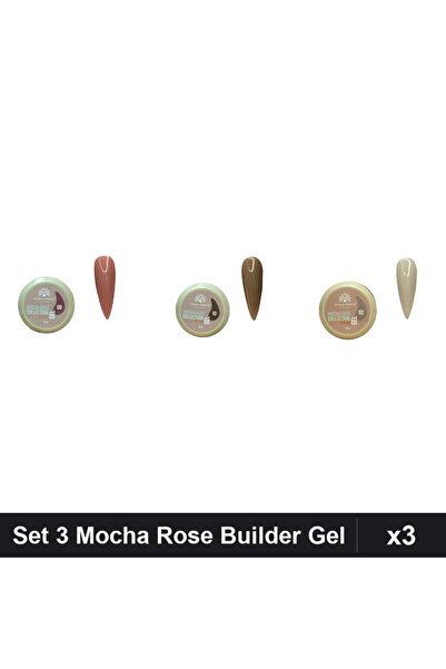 global fashion Set 3 Mocha Rose Builder Gel 15g - Nr.08 Nr.10 Nr.02