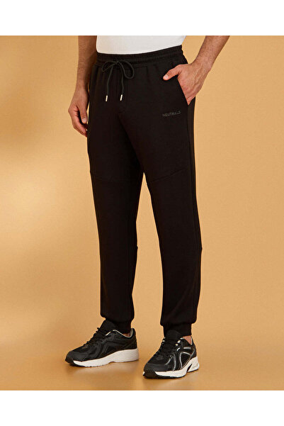 REDTAG Men Black Modal Lounge Jog Pants