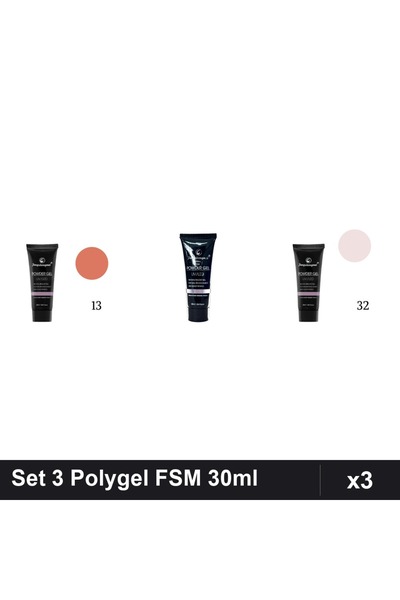 FSM Set 3 Polygel 30ml - Nr.13, Nr.14, Nr.32 - Constructie Unghii