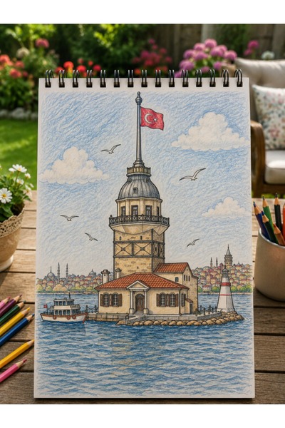 Pembe Yayınevi Mandala Boyama Kitabı - Yetişkinler İçin Rahatlatıcı Boyama Sayfaları - Renklerle İstanbul Turu