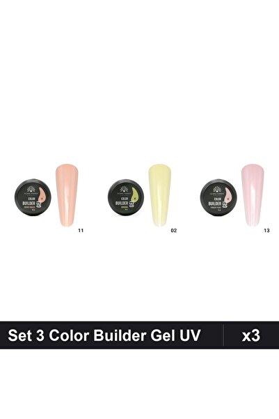global fashion Set 3 Color Builder Gel UV 15g - Nr.11, Nr.02, Nr.13