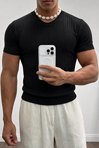 Tarz Cool Ανδρικό T-shirt Slim Fit με ραβδώσεις, με λαιμόκοψη ποδηλάτου, από ...
