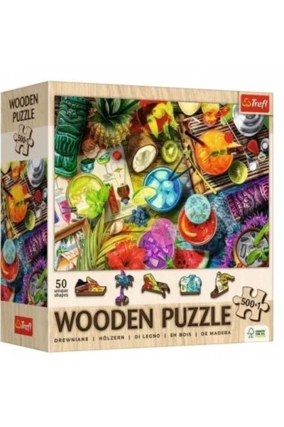 Trefl Puzzle din lemn 500+1 piese - Cocktailuri colorate