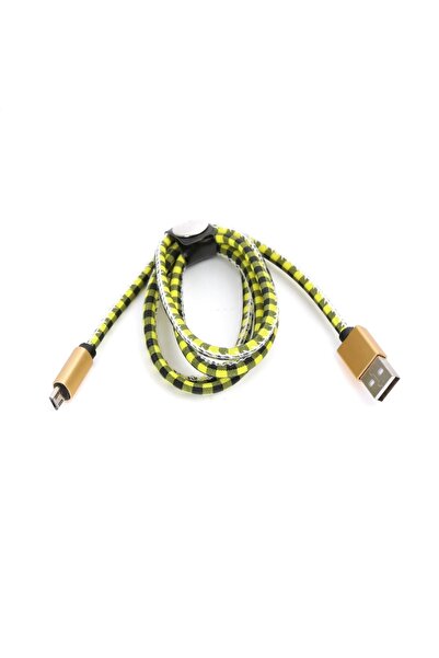 Platinet MAMBA MICRO USB TO USB LEATHER CHECKED CABLE KABEL 2,4A 1M YELLOW [4...