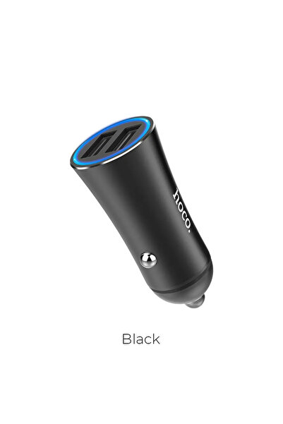 hoco. HOCO Z30 USB AUTOMASINAS LADETAJS 12/24V 2.4A MELNA