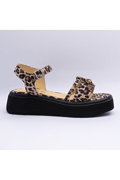 VAGAM Women 'Sandals Made of Natural Leather Animal Print